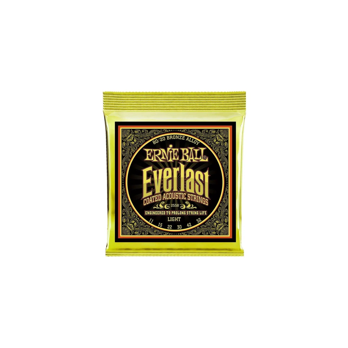 Ernie Ball Everlast 11-52 Gauge Light Coated 80/20 Bronze Acoustic Guitar Strings Ernie Ball